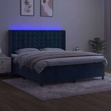 vidaXL Krevet box spring s madracem LED tamnoplavi 160x200 cm baršun | shoptok.hr