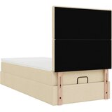 vidaXL Otomanski posteljni okvir z vzmetnico krem 90x200 cm blago | Shoptok.si