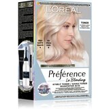 L´Oréal Paris Préférence Le Blonding Toner boja za kosu s kiselinama za neutralizaciju bakrenih podtonova nijansa 01 Platinum Ice 1 kom | shoptok.hr