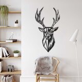 Wallxpert metalni zidni ukras 5037, glava jelena, pola geometrijska, pola realistična, 25 x 45 cm, crni | Eponuda.com