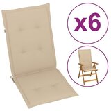  Blazine za vrtne stole 6 kosov bež 120x50x3 cm | Shoptok.si