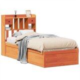 vidaXL Posteljni okvir brez vzmetnice voščeno rjav 90x190 cm borovina | Shoptok.si