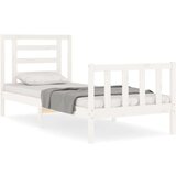  Posteljni okvir z vzglavjem bel 2FT6 trden les | Shoptok.si