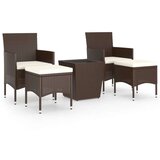  5-dijelni vrtni bistro set poliratan i kaljeno staklo smeđi | shoptok.hr