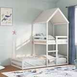  Krevet na kat s krovom bijeli 80 x 200 cm od masivne borovine | shoptok.hr