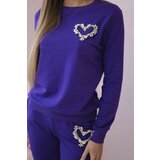 Kesi Women's cotton set with a decorative heart dark purple | ePonuda.com