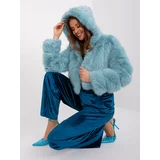 Fashion Hunters Mint short fur jacket with hood