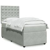 vidaXL Box spring postelja z vzmetnico svetlo siva 100x200 cm žamet | Shoptok.si
