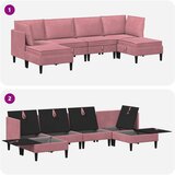  Set namještaja za dnevni boravak 6 pcs Ružičasta Baršun | shoptok.hr