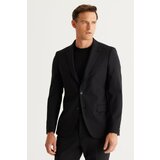 ALTINYILDIZ CLASSICS Men's Black Slim Fit Slim Fit Dovetail Collar Cordura Fabric Patterned Wool Suit cene