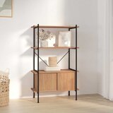  Polica s 4 razine i ormarićem 80 x 40 x 130 cm od čelika i drva | shoptok.hr
