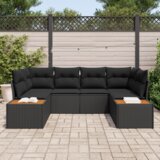 vidaXL set vrtnih kauča od 6 dijelova s jastučićima crni poli ratan akacija | shoptok.hr