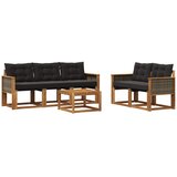 vidaXL Zunanja garnitura za sedenje z blazino 6 pcs Naravna in črna, (5000273078) | Shoptok.si