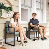 Bistro set od ratana 3 dijela 2 stolice stolić za kavu i jastuci svijetlosivi | shoptok.hr