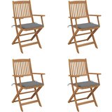 Maison Chic Zložljivi Vrtni Stoli - Stol za vrti 4 kosi z blazinami trden akacijev les JS2964, (21875941) | Shoptok.si