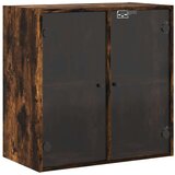 vidaXL Stenska omarica s steklenimi vrati dimljen hrast 68x37x68,5 cm | Shoptok.si