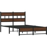vidaXL Metalni okvir kreveta bez madraca smeđi hrast 120x190 cm | shoptok.hr