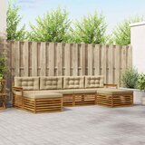  Setovi sofa s jastukom 6 pcs Prirodna i bež Čvrsto drvo akacije | shoptok.hr