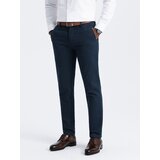 Ombre Men's classic chino pants with fine texture - navy blue | Shoptok.si