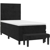 vidaXL Box spring postelja z vzmetnico črn 90x190 cm žamet | Shoptok.si