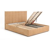 Bonami Selection Gorčično rumena oblazinjena zakonska postelja s prostorom za shranjevanje z letvenim dnom 180x200 cm Thessa Bold Line – | Shoptok.si