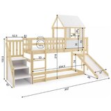 Molarem Home Drveni dječji povišeni krevet Antresola s toboganom I stepenicama - 200x90cm - svijetlo drvo | shoptok.hr