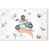  Slika - Galactic Races - A Bear Participating in Car Races Among Planets Clouds and Stars in Pastel Hues 120x80 Premium Print | shoptok.hr