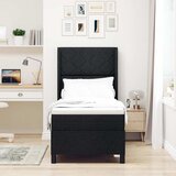  LED Box Spring Krevet s uzglavljem Crna 80 x 200 cm tkanina | shoptok.hr