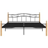 Kovina Posteljni okvir črna kovina in trdna hrastovina 200x200 cm | Shoptok.si