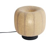 QAZQA Japandi namizna svetilka črna z bež lanenim senčilom 27cm - Nami | Shoptok.si