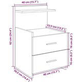 vidaXL Noćni ormarići 2 kom s 2 ladice crne boje 40x36,5x62 cm | shoptok.hr
