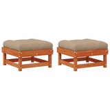 4 Komad Sekcionalna sofa Čvrsto borovo drvo Vosak Smeđa - Vosak smeđa bor 2x tabure | shoptok.hr