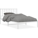  The Living Store Kovinski posteljni okvir z vzglavjem bel 107x203 cm - Posteljni Okvir, (21523322) | Shoptok.si