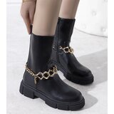 D/CEO Black insulated boots with a gold chain Marsha Cene
