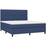  Box spring postelja z vzmetnico modra 160x200 cm blago, (20884315) | Shoptok.si