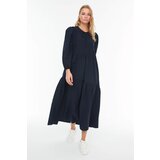 Trendyol Navy Blue Ruffle Detailed Crew Neck Poplin Woven Dress Cijene