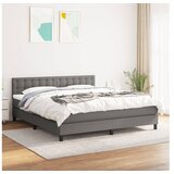  Box spring postelja z vzmetnico temno siva 160x200 cm blago | Shoptok.si
