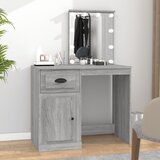 The Living Store Toaletna mizica z LED lučmi siva sonoma 90x50x132,5 cm inž. les - Toaletna Mizica, (21437491) Cene