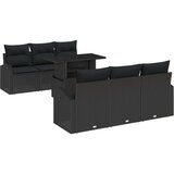  7-delni set vrtnega kavča z blazinami, črn poli ratan, (22092141) | Shoptok.si
