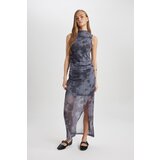 Defacto bodycon High Neck Tie-Dye Tulle Sleeveless Midi Dress Cene