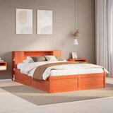vidaXL Posteljni okvir brez vzmetnice voščeno rjav 120x200 cm borovina | Shoptok.si