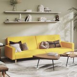 vidaXL Kavč dvosed z ležiščem rumeno blago | Shoptok.si