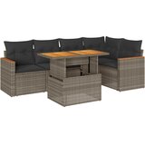  6-dijelni set vrtnih sofa poliratan i bagrem s jastucima sivi | Eponuda.ba