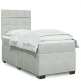 vidaXL Box spring postelja z vzmetnico svetlo siv 90x190 cm žamet Cene