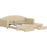  The Living Store Izvlečna dnevna postelja s predali krem 100x200 cm blago - Izvlečna Dnevna Postelja, (21496665) | Shoptok.si
