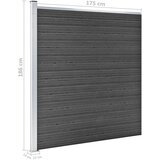 vidaXL Komplet ograjnih panelov WPC 872x186 cm črn | Shoptok.si