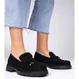 Gemre Black elegant eco-suede loafers with Marsella embellishment | Shoptok.si