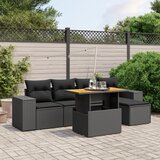vidaXL 6-dijelni set vrtnih sofa s jastucima crni od poliratana | shoptok.hr