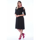Şans Women's Plus Size Black Shoulder Detailed Dress Cene