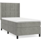 Maison Chic Box spring postelja - Vzmetna postelja z vzmetnico svetlo siv 90x190 cm žamet SL1524, (21909555) | Shoptok.si